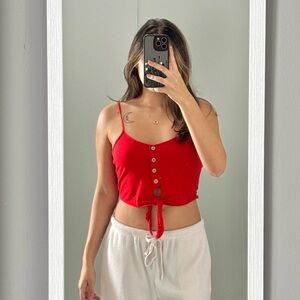 Red button crop top
Size S